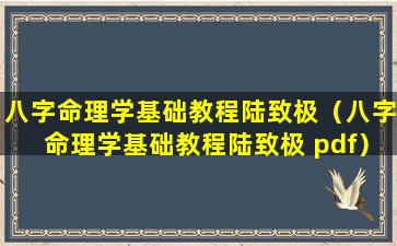 八字命理学基础教程陆致极（八字命理学基础教程陆致极 pdf）